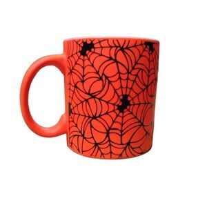 mug Bright Orange Coffee Mug with Black Cobwebs